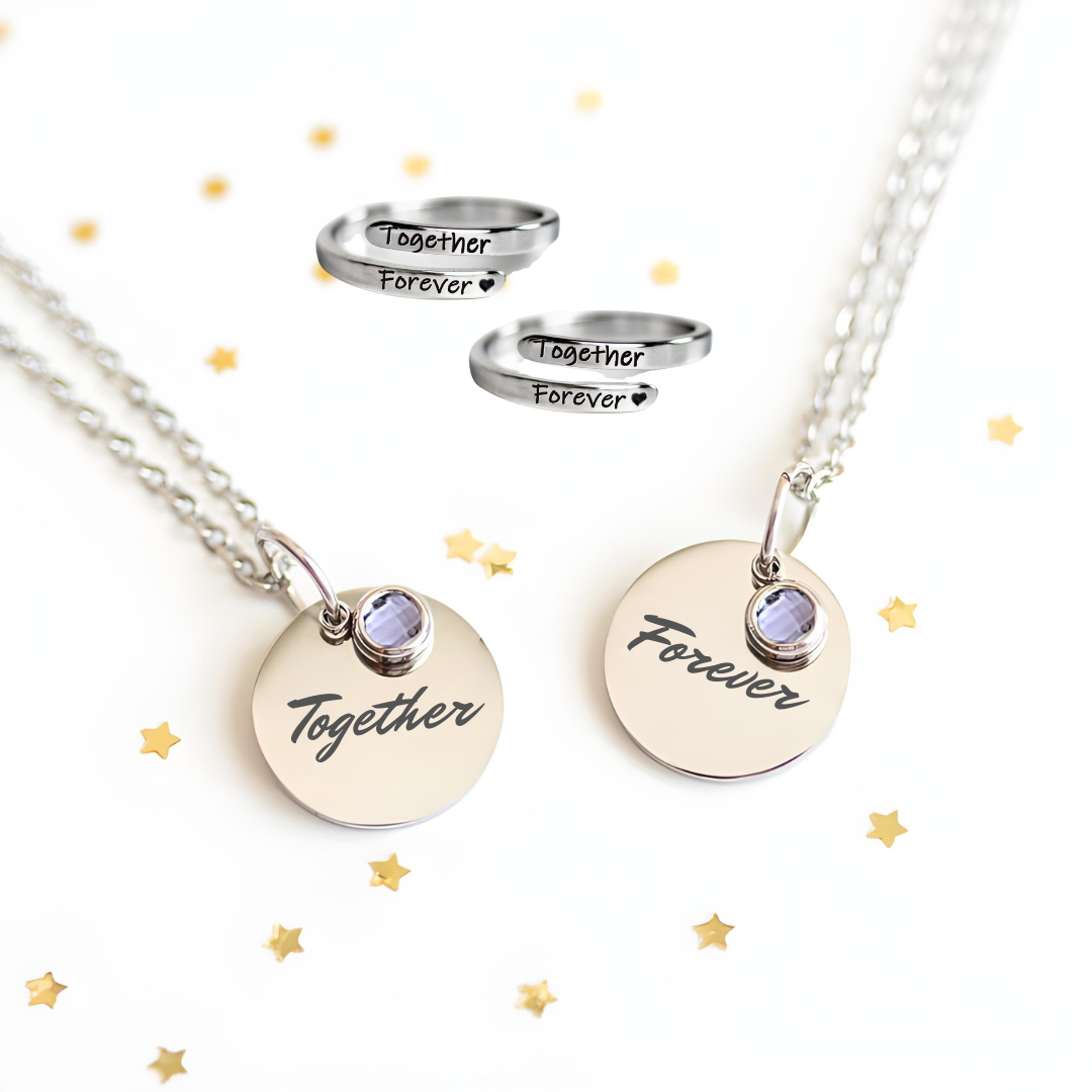 SIEMPRE JUNTAS PACK 2 ANILLOS + 2 COLLARES