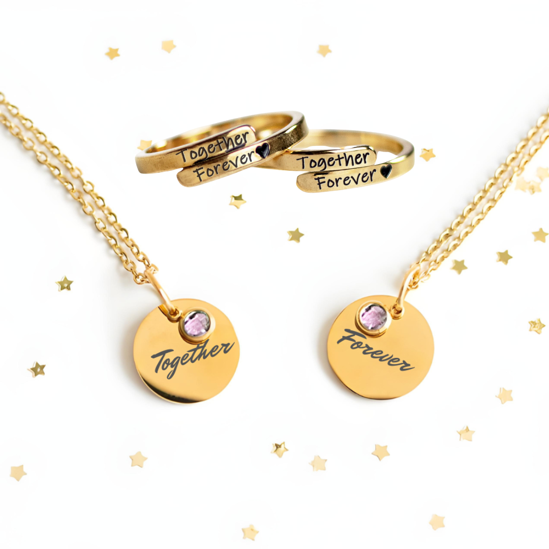 SIEMPRE JUNTAS PACK 2 ANILLOS + 2 COLLARES
