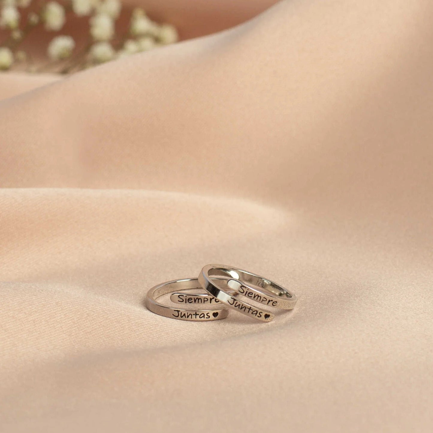 SIEMPRE JUNTAS PACK ANILLOS + TARJETA PERSONALIZADA