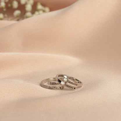 SIEMPRE JUNTAS PACK ANILLOS + TARJETA PERSONALIZADA